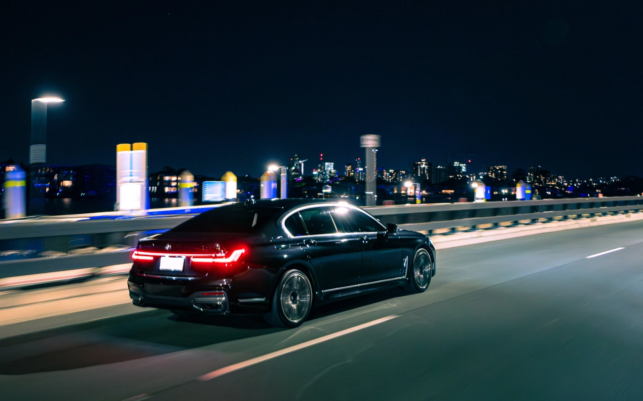 Elegant rear view of luxury hire car